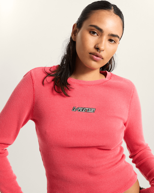 Vans - Teri Waffle Long Sleeve Shirt, Woman, Pink, Size: S (obrázek 6)