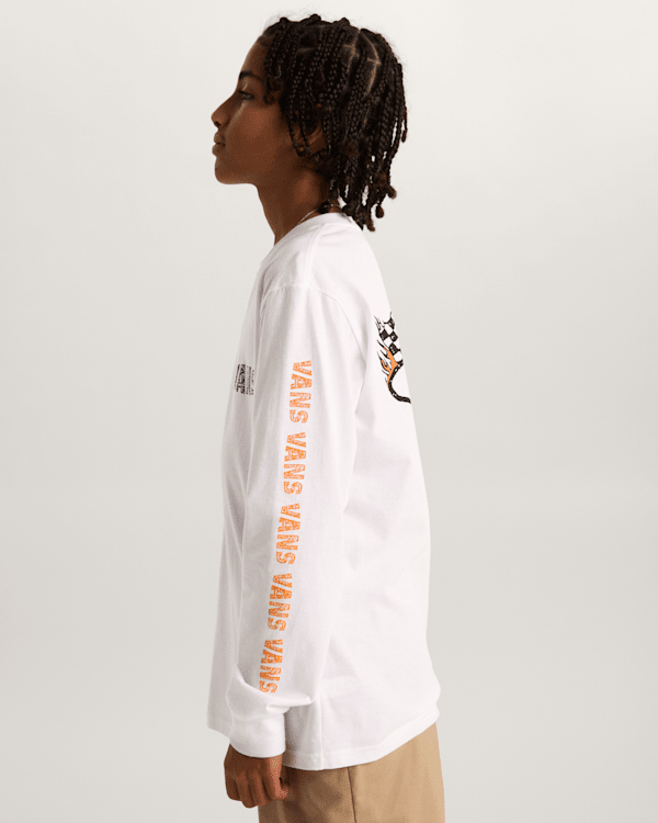 Vans - Kids Racing Flames Long Sleeve T-Shirt (8-14 Years), White, Size: M (obrázek 5)