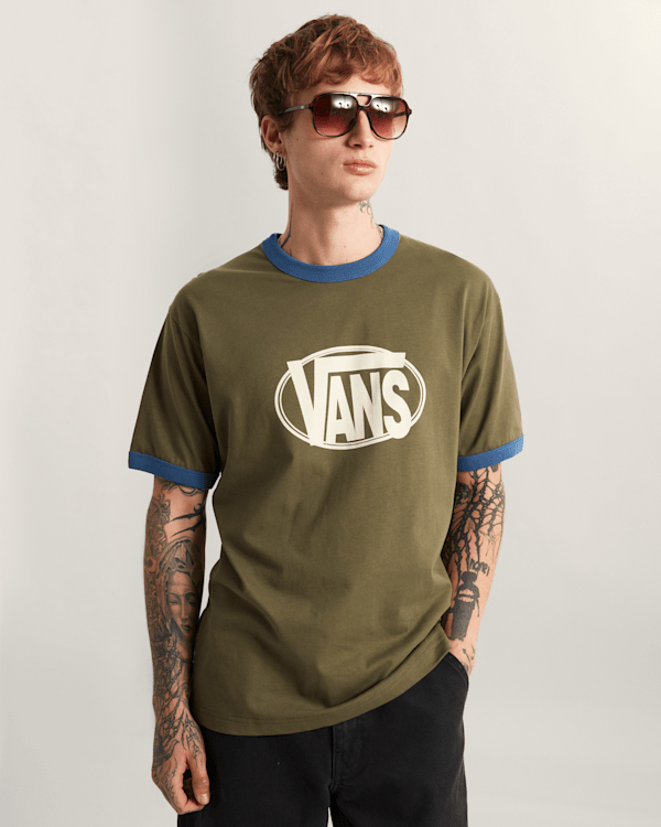 Vans - CENTER CHEST RINGER T-Shirt, Man, Green, Size: S (obrázek 3)