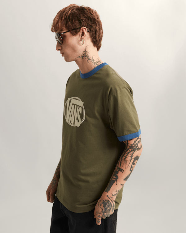 Vans - CENTER CHEST RINGER T-Shirt, Man, Green, Size: S (obrázek 5)