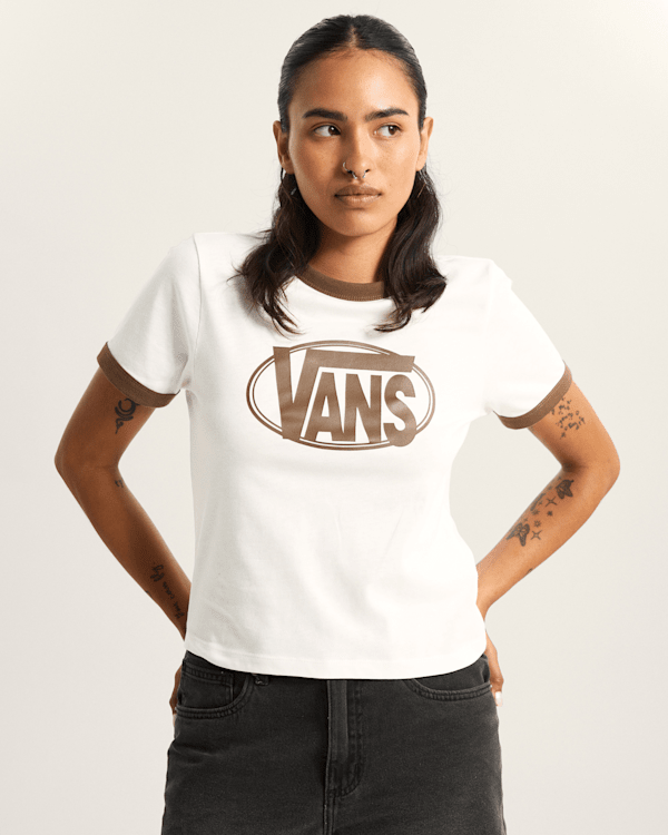 Vans - Center Chest Ringer T-Shirt, Woman, White, Size: L (obrázek 3)