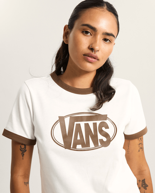 Vans - Center Chest Ringer T-Shirt, Woman, White, Size: L (obrázek 6)