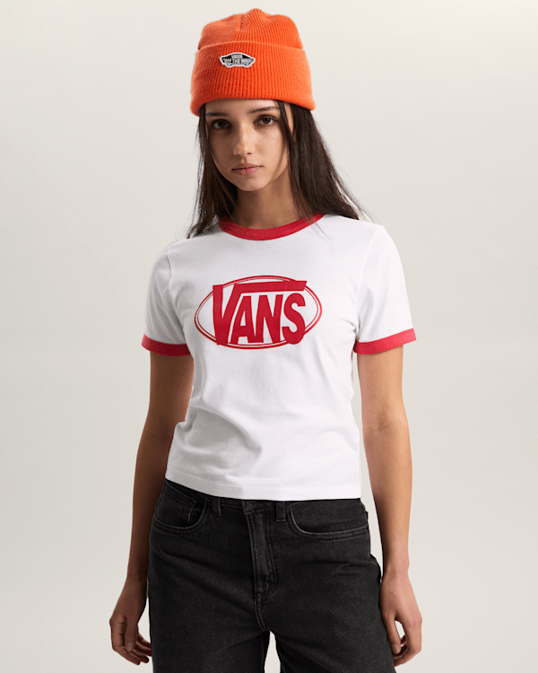 Vans - Center Chest Ringer T-Shirt, Woman, White, Size: S (obrázek 3)
