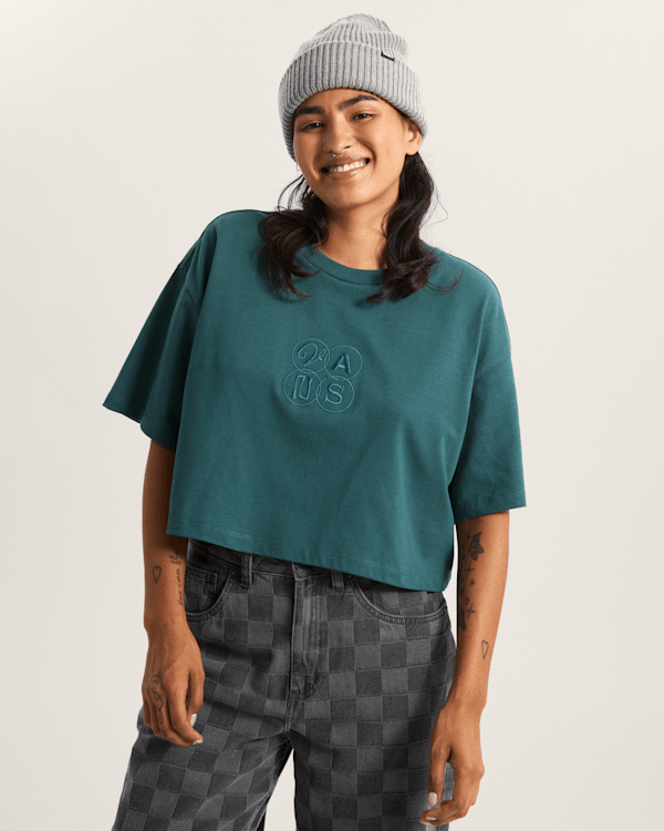 Vans - Ellipse Relax Crop T-Shirt, Woman, Green, Size: M (obrázek 3)