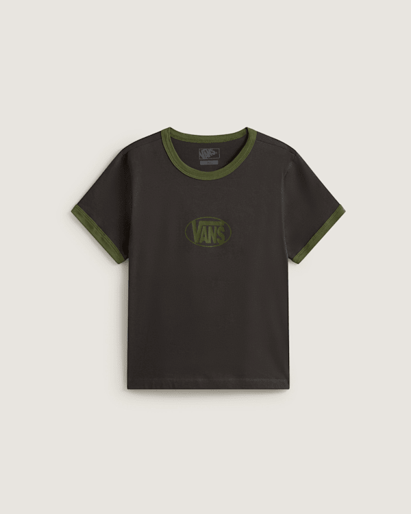 Vans - Circle V Ringer-T-Shirt, Damen, Schwarz, Größe: L