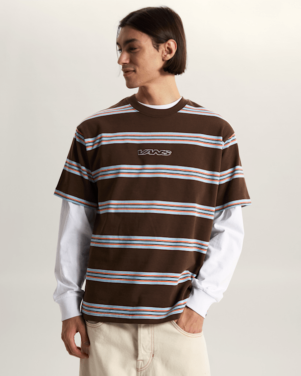 Vans - Mesa Stripe T-Shirt, Man, Brown, Size: XL (obrázek 3)