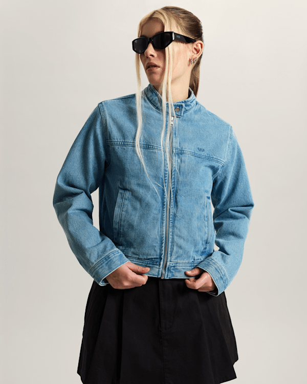 Vans - Premium Womens Pomona Collarless Station Jacket, Woman, Blue, Size: M (obrázek 3)
