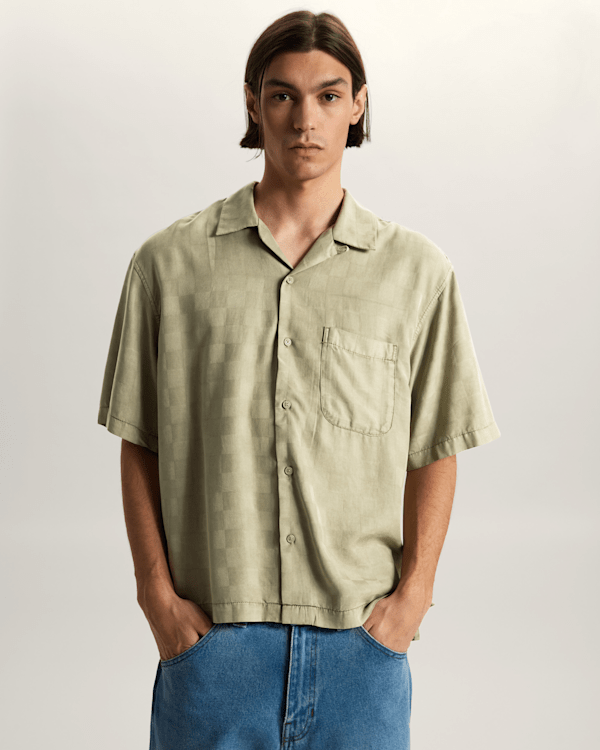 Vans - Van Doren Check Camp T-Shirt, Man, Beige, Size: L (obrázek 3)
