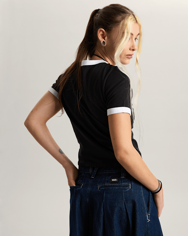 Vans - Puppy Ringer T-Shirt, Woman, Black, Size: L (obrázek 4)