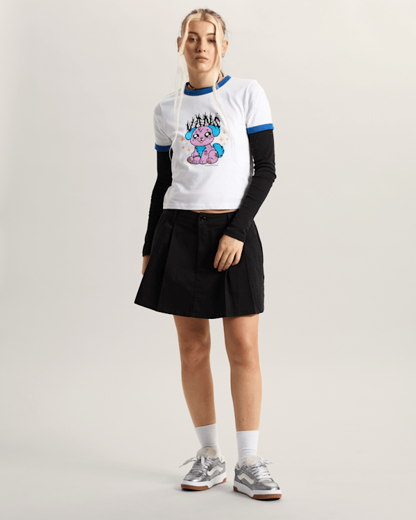 Vans - Puppy Ringer T-Shirt, Woman, White, Size: M (obrázek 5)