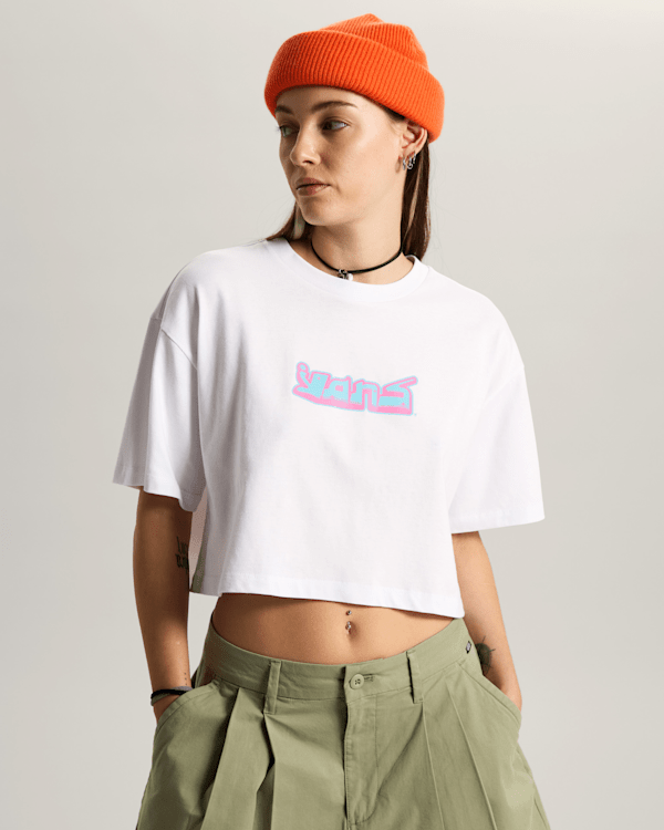 Vans - Y2K Boho Relax Crop T-Shirt, Woman, White, Size: M (obrázek 3)