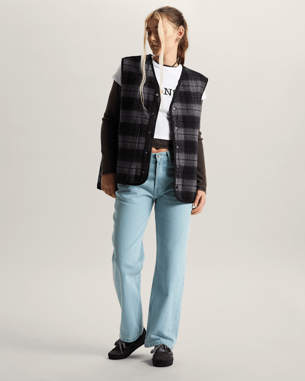 Vans - Check-5 Mid Rise Straight Trousers, Woman, Blue, Size: 26 (obrázek 6)