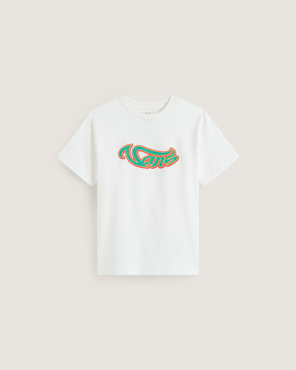 Vans - Camiseta Wavy Script de niños (8-14 años), Blanco, Talla: XL