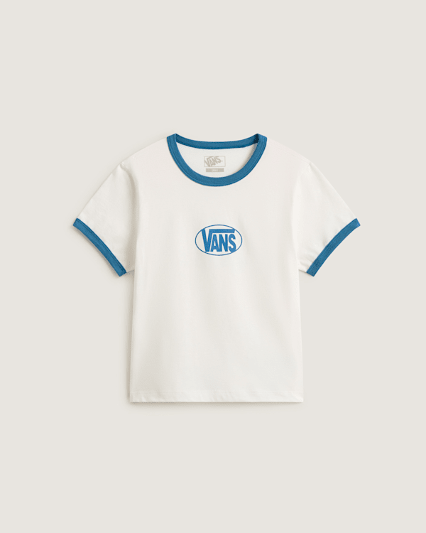 Vans - Camiseta Circle V Ringer, Mujer, Blanco, Talla: XXL