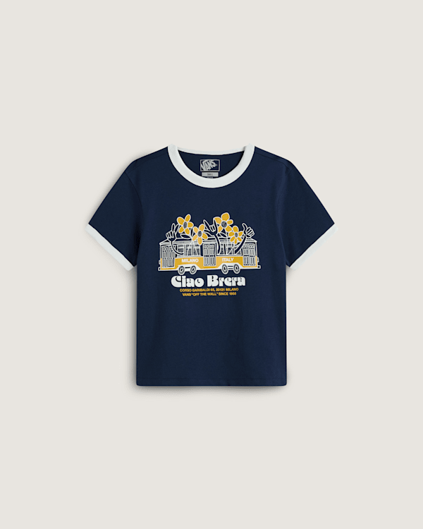 Vans - Milano Ciao Brera Ringer T-Shirt, Woman, Blue, Size: XS