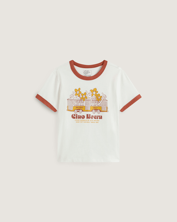 Vans - Milano Ciao Brera Ringer T-Shirt, Woman, White, Size: S