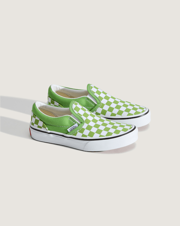 Vans - Kids Classic Slip-On Checkerboard Shoes (4-8 Years), Green, Size: 29 (obrázek 3)