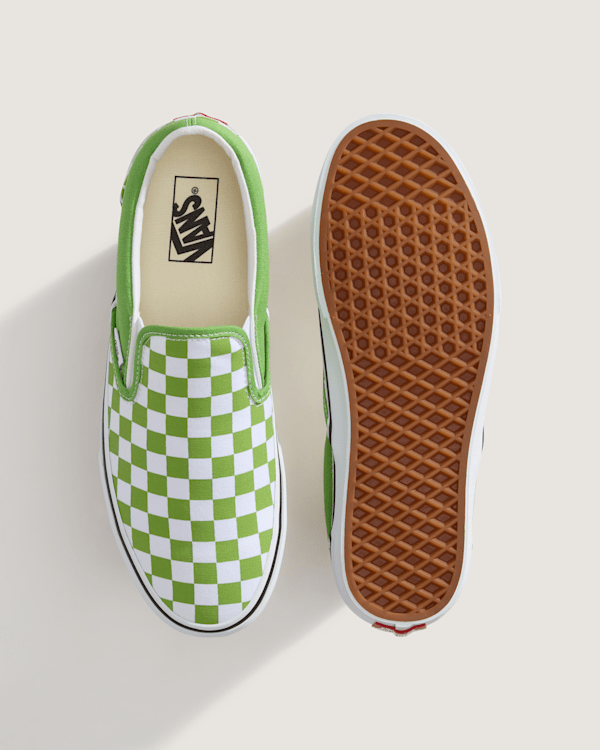 Vans - Classic Slip-On Checkerboard Shoes, Man, Green, Size: 36 (obrázek 4)