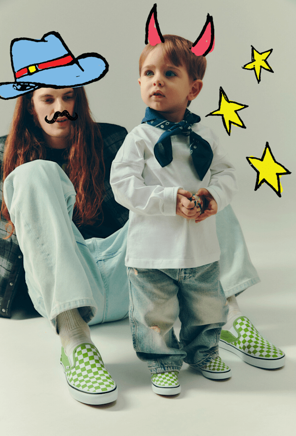 Vans – Toddler Classic Slip-On V Checkerboard Shoes (1-4 Years), Green, Size: 17