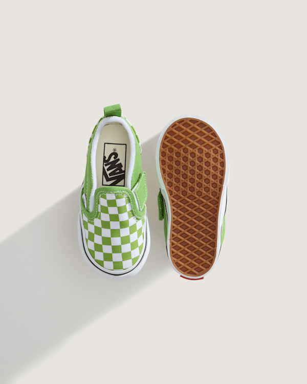 Vans - Toddler Classic Slip-On V Checkerboard Shoes (1-4 Years), Green, Size: 21 (obrázek 4)
