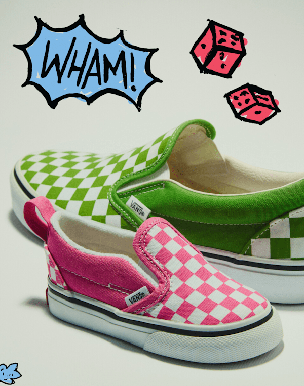 Vans – Kids Classic Slip-On Checkerboard Shoes (4-8 Years), Pink, Size: 27