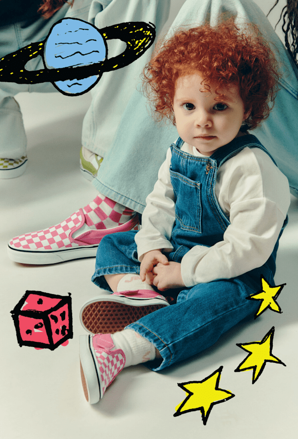 Vans – Toddler Classic Slip-On V Checkerboard Shoes (1-4 Years), Pink, Size: 24