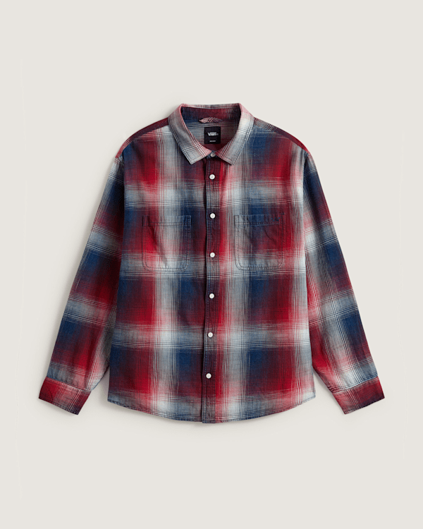 Vans - Indigo Plaid Long Sleeve Shirt, Man, Red, Size: XS