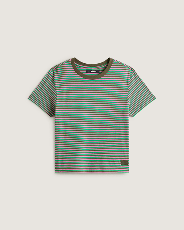 Vans - Salton Stripe T-Shirt, Woman, Green, Size: XXL
