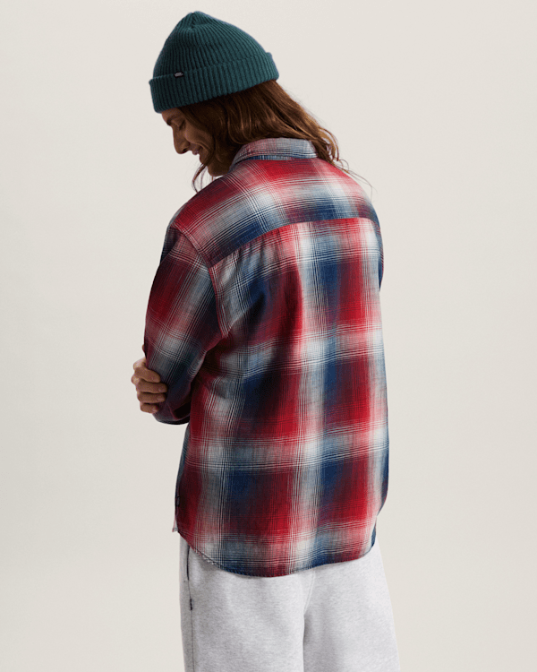 Vans - Indigo Plaid Long Sleeve Shirt, Man, Red, Size: L (obrázek 4)