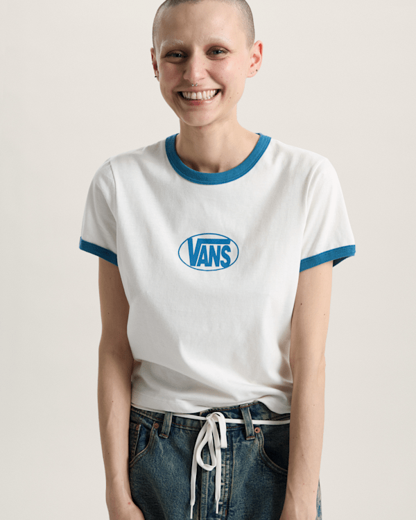 Vans - Circle V Ringer T-Shirt, Woman, White, Size: XS (obrázek 3)
