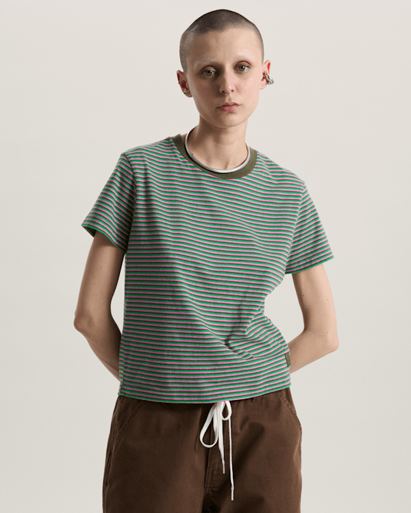 Vans - Salton Stripe T-Shirt, Woman, Green, Size: S (obrázek 3)