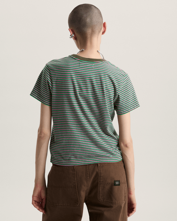 Vans - Salton Stripe T-Shirt, Woman, Green, Size: S (obrázek 4)