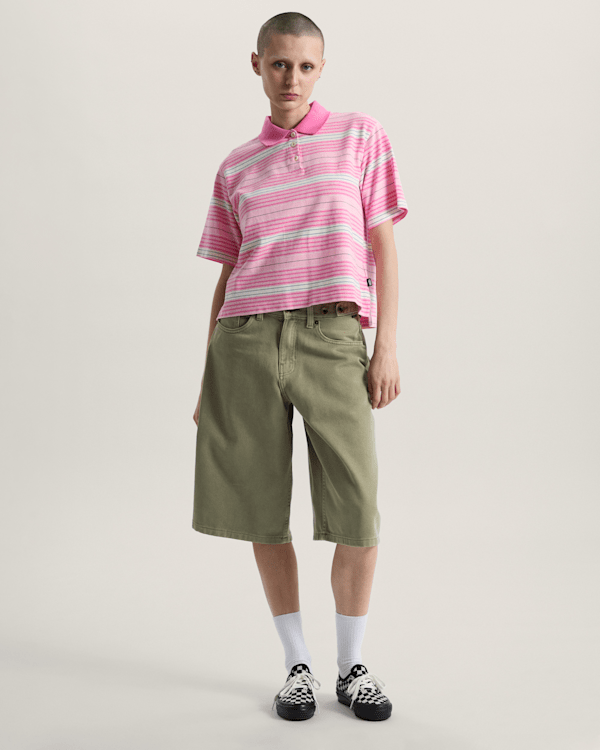 Vans - Cinched Check-5 Baggy Shorts, Woman, Beige, Size: 23 (obrázek 6)