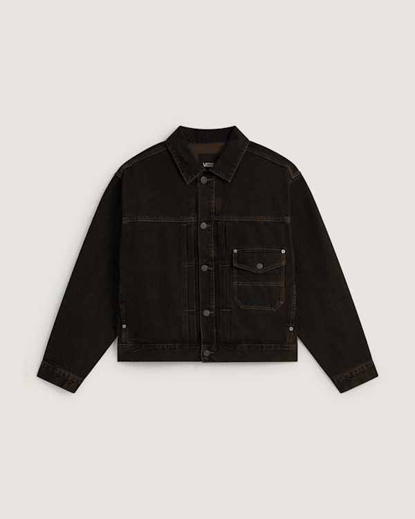 Vans - Denim Trucker Jacket Black/Vintage Cocoa, Man, Brown, Size: M