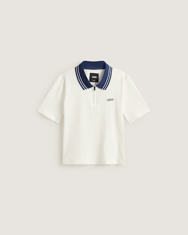 Vans - Priscilla Polo SS Top   Piping EGRET, Woman, White, Size: XXS