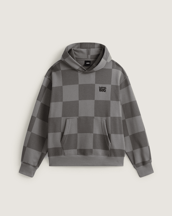 Vans - Stretch Logo Checkerboard Pullover Hoodie, Man, Grey, Size: XS