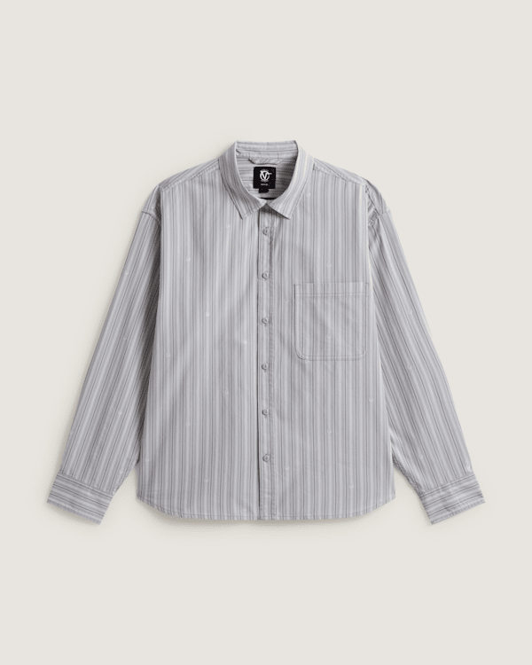 Vans - Vans X Rowan Stripe LS Woven Light Grey, Man, Grey, Size: L