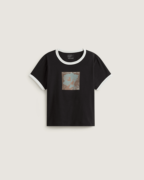 Vans - Places I Wish To Go Ringer SS Tee Black, Woman, Black, Size: XXS