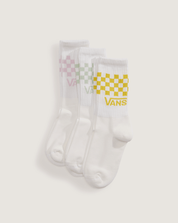 Vans - Classic Check Crew Socks (3 Pairs), White, Size: XXS (10-12.5​)