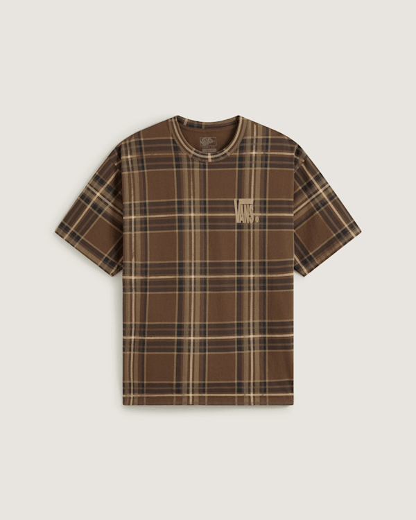Vans - Printed Plaid T-Shirt, Man, Brown, Size: XXL