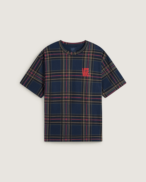 Vans - Printed Plaid T-Shirt, Man, Blue, Size: XS