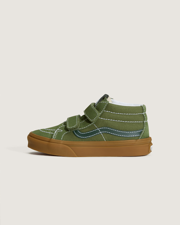 Vans - Kids Sk8-Mid V Shoes (4-8 years), Green, Size: 13.5