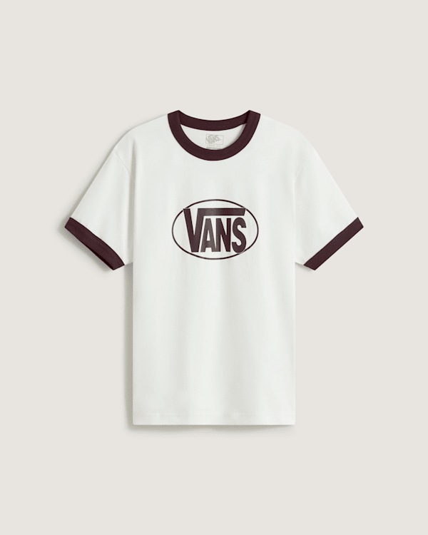 Vans - Ringer-T-Shirt mit Logo in der Brustmitte, Herren, Weiß, Größe: M