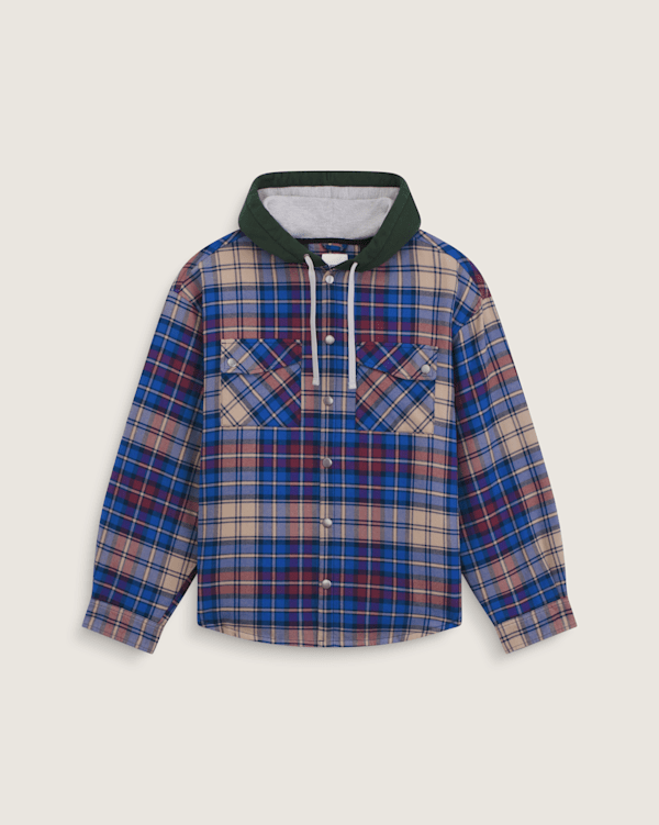 Vans - VANSZA Flannel Hoodie, Woman, Blue, Size: XS