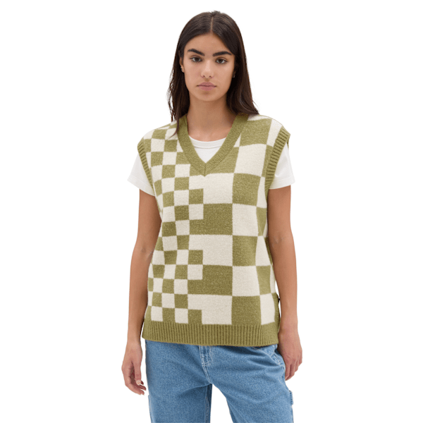 Courtyard Checker Sweater Vest in Green| Vans UK