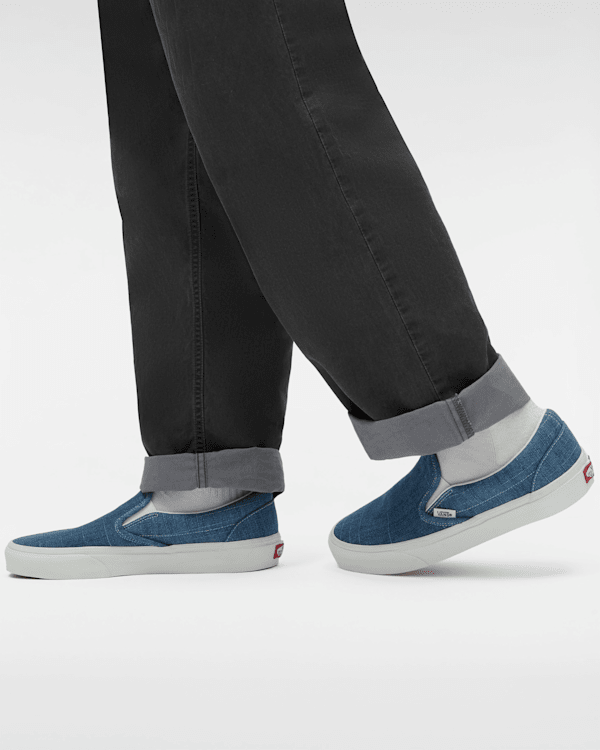 Classic Slip-On Summer Linen Shoes in Blue| Vans UK