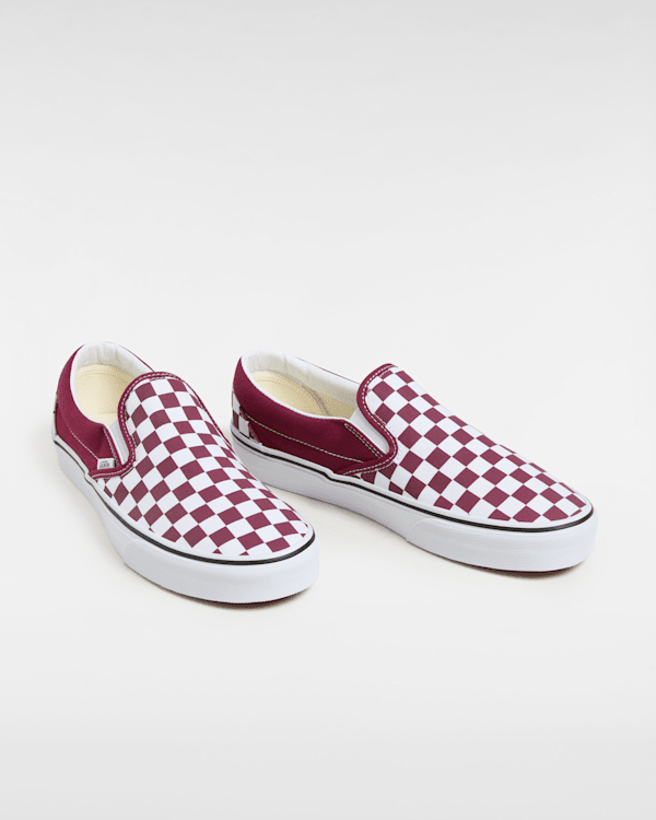 Sneakers Checkered Maroon Vans Classic Slip-On Shoes In Burgundy