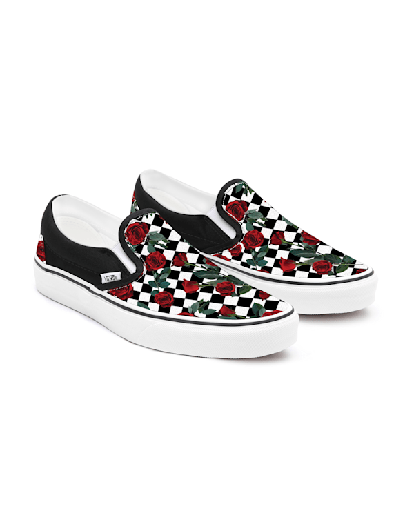 red checkered vans with roses