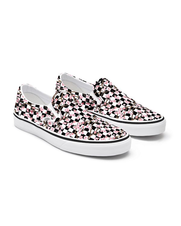 Customs Cherry Blossom Checkerboard Slip-On in Multicolour