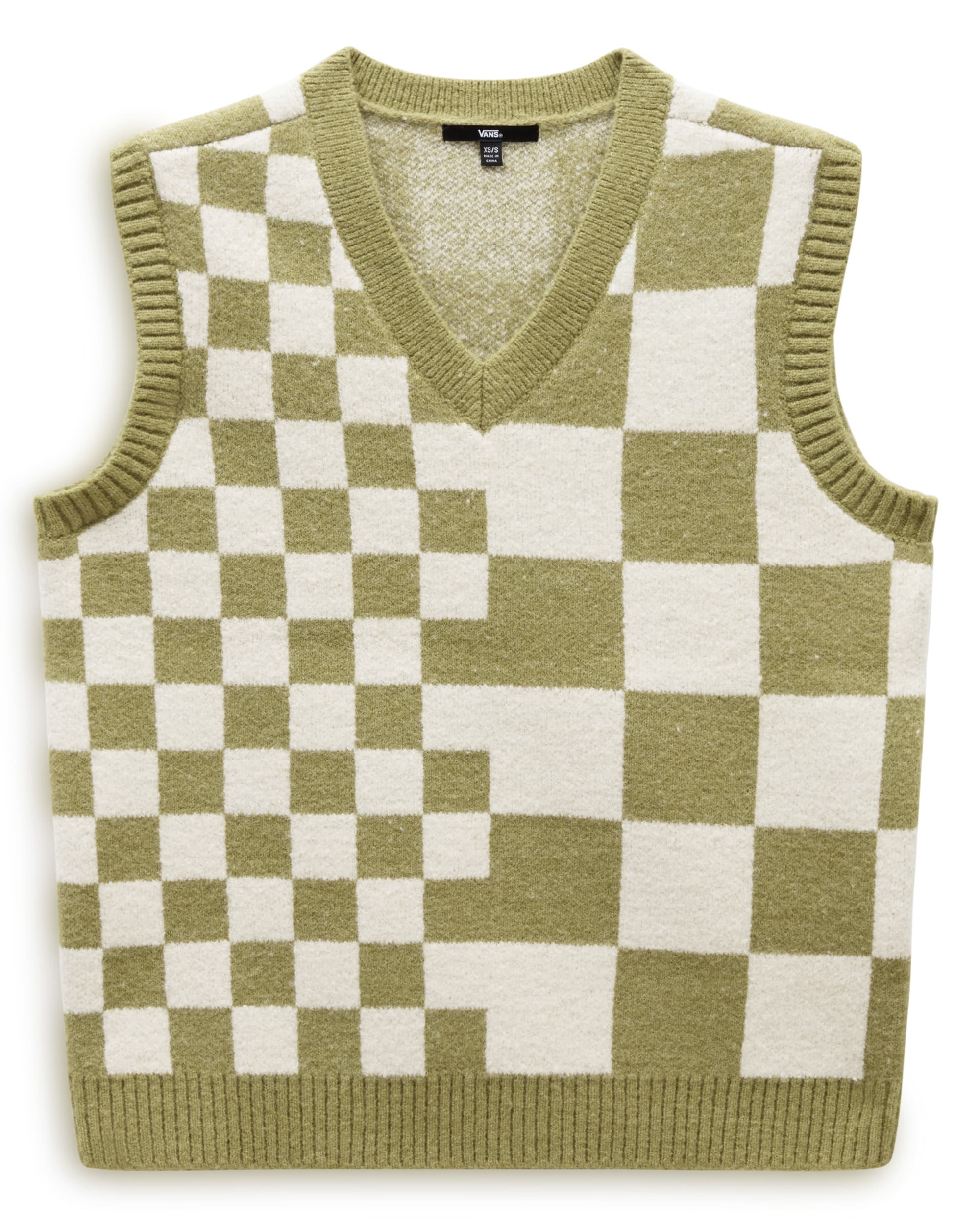 Courtyard Checker Sweater Vest VANS Green ALT9